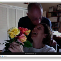 Dad comes in with roses for my mom from the garden. It's a surprise that happens every single day.