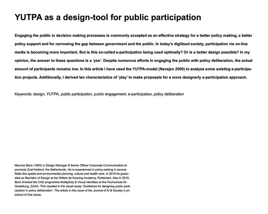YUTPA as a design-tool for public participation