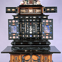 Art cabinet made in Augsburg, Germany 1625-1631. It is filled with thousands of wonderful, odd artifacts and permanently on display at Uppsala University in Sweden.