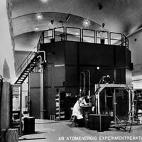 A postcard featuring the original reactor hall